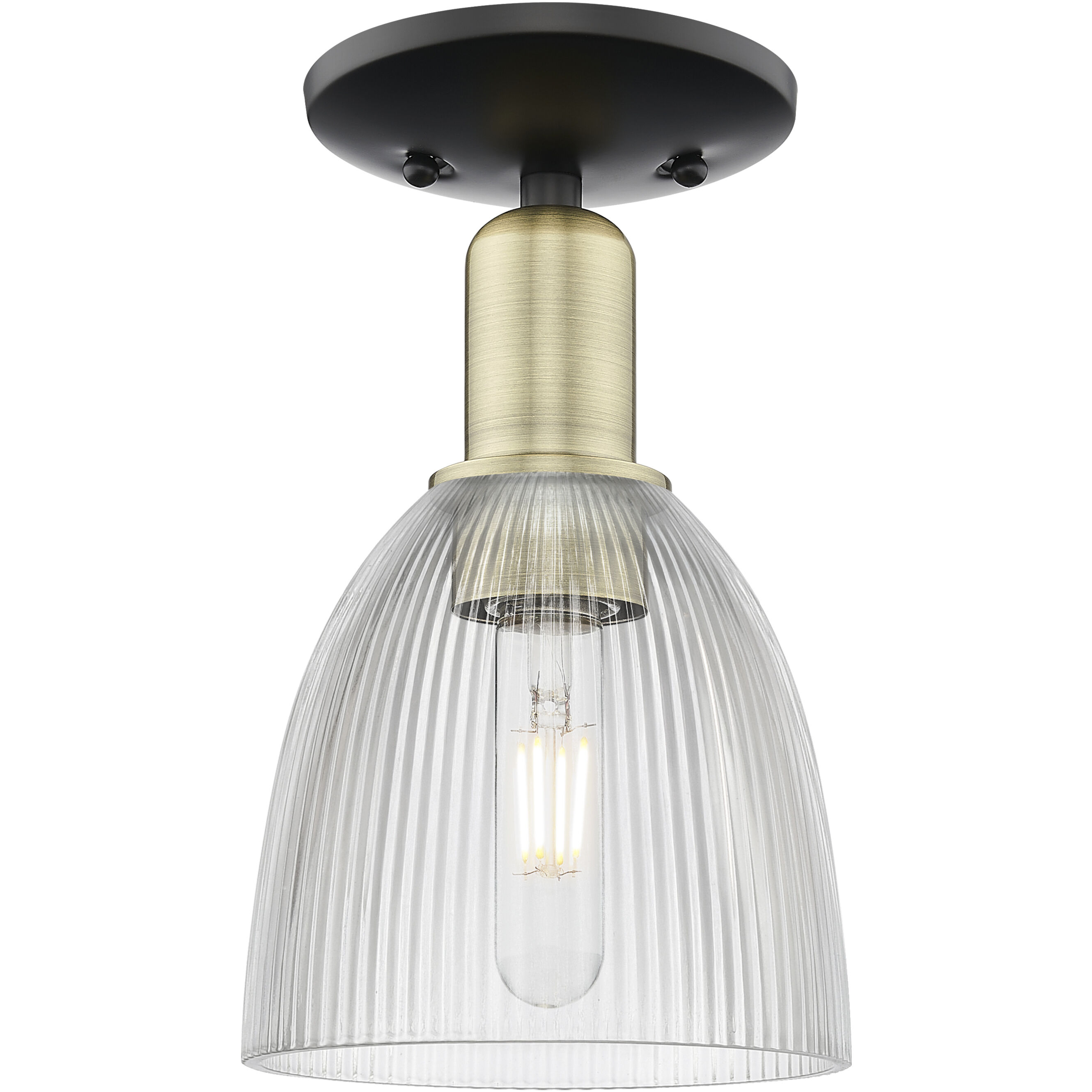 Arcadia Castile 1 Light 6 inch Black Antique Brass Semi-Flush Mount Ceiling Light in Clear