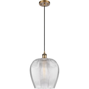 Ballston Norfolk LED 12 inch Brushed Brass Mini Pendant Ceiling Light in Clear Glass