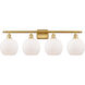 Ballston Athens 4 Light 36 inch Satin Gold Bath Vanity Light Wall Light in Matte White Glass, Ballston