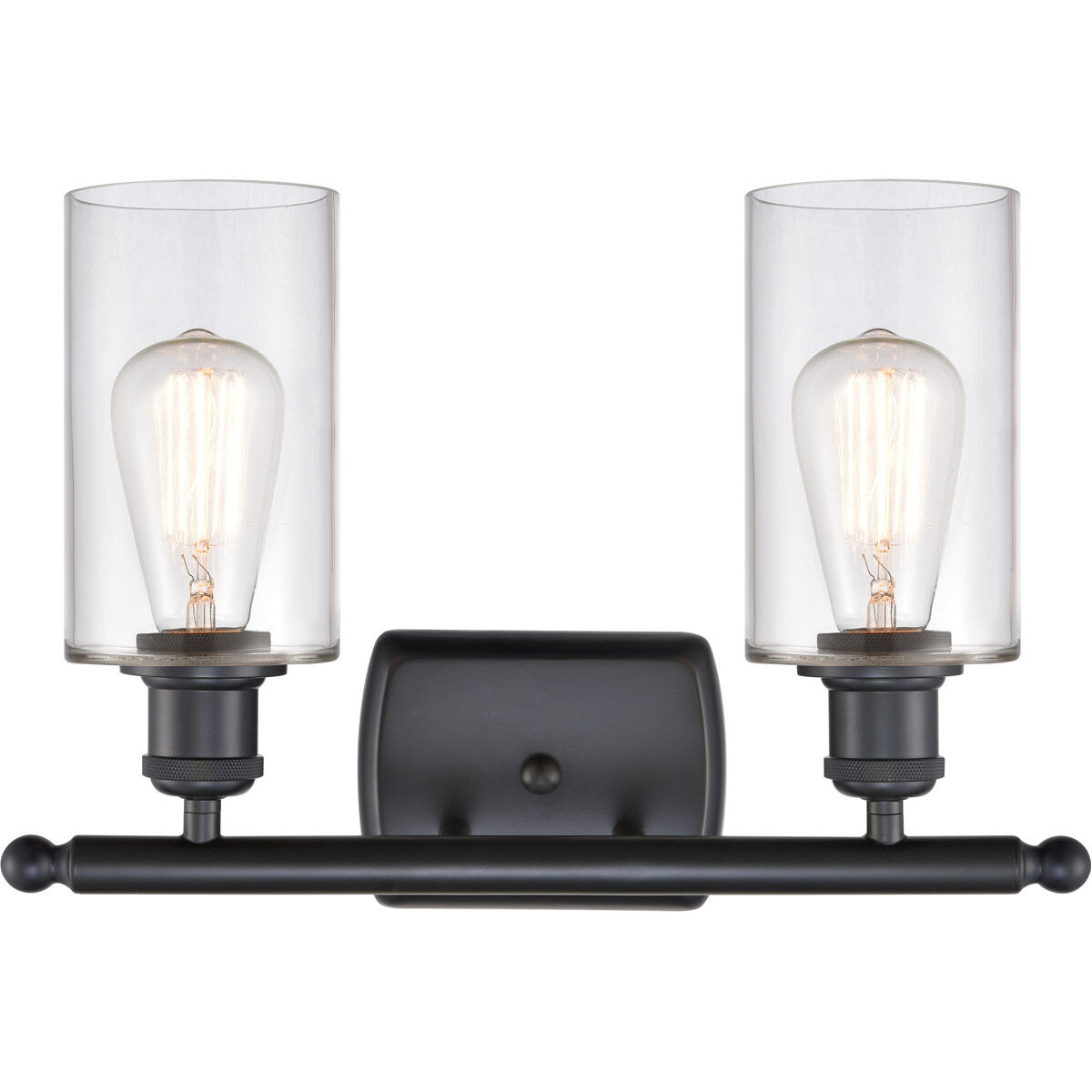 Ballston Clymer 2 Light 16 inch Matte Black Bath Vanity Light Wall Light in Clear Glass, Ballston