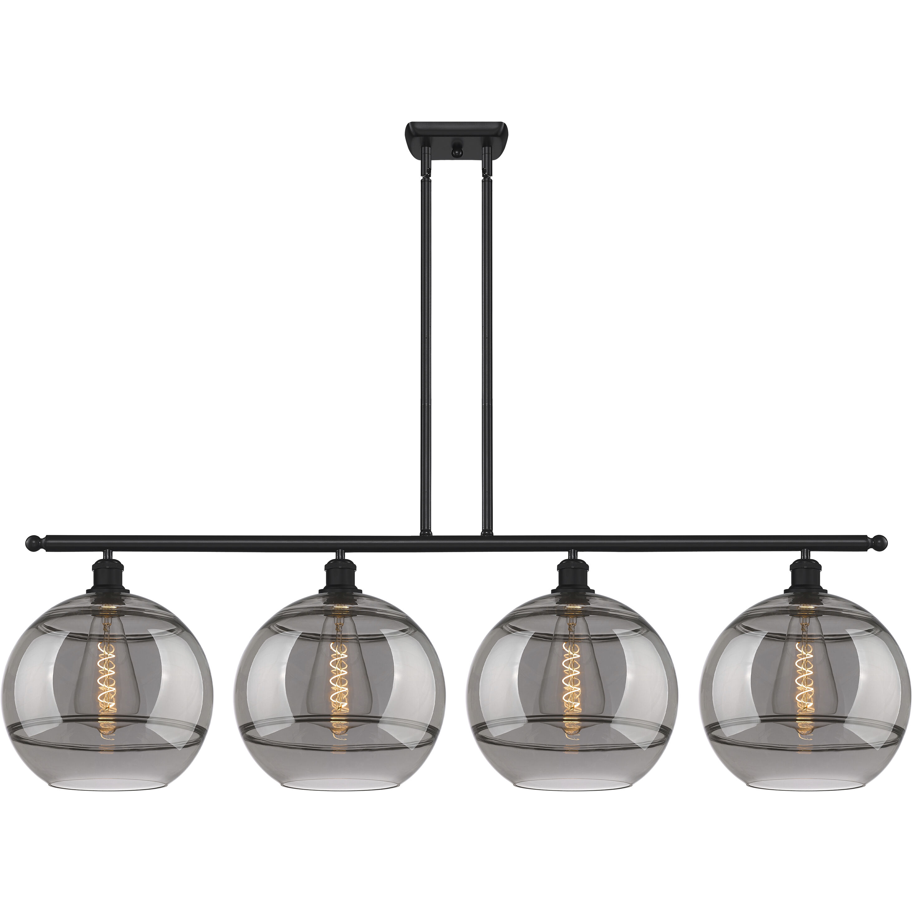 Ballston Rochester 4 Light 50.25 inch Matte Black Stem Hung Island Light Ceiling Light