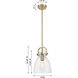 Downtown Urban Newton Bell 1 Light 8 inch Brushed Brass Mini Pendant Ceiling Light in Matte White