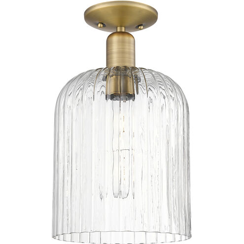 Bridal Veil 1 Light 8 inch Brushed Brass Semi-Flush Mount Ceiling Light in Clear Glass