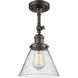 Franklin Restoration Large Cone LED 8 inch Oil Rubbed Bronze Sconce Wall Light in Seedy Glass, Franklin Restoration