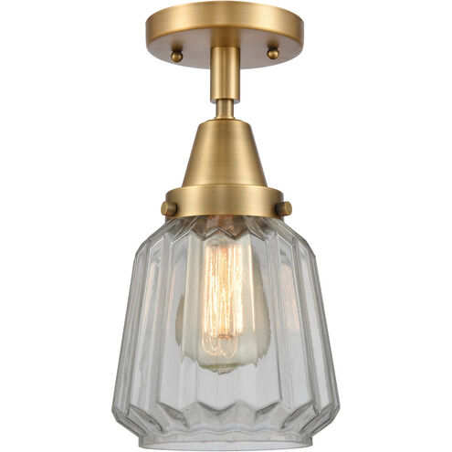 Franklin Restoration Chatham 1 Light 6 inch Brushed Brass Flush Mount Ceiling Light in Clear Glass
