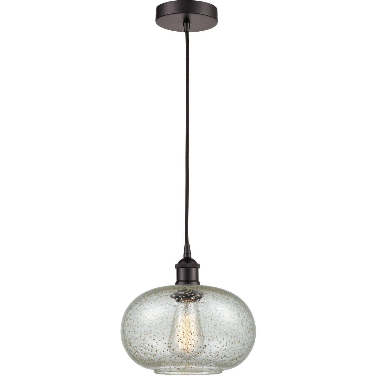 Edison Gorham 1 Light 9.5 inch Oil Rubbed Bronze Mini Pendant Ceiling Light in Mica Glass