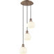 Ballston White Venetian 3 Light 12.5 inch Antique Copper Cord Hung Multi Pendant Ceiling Light