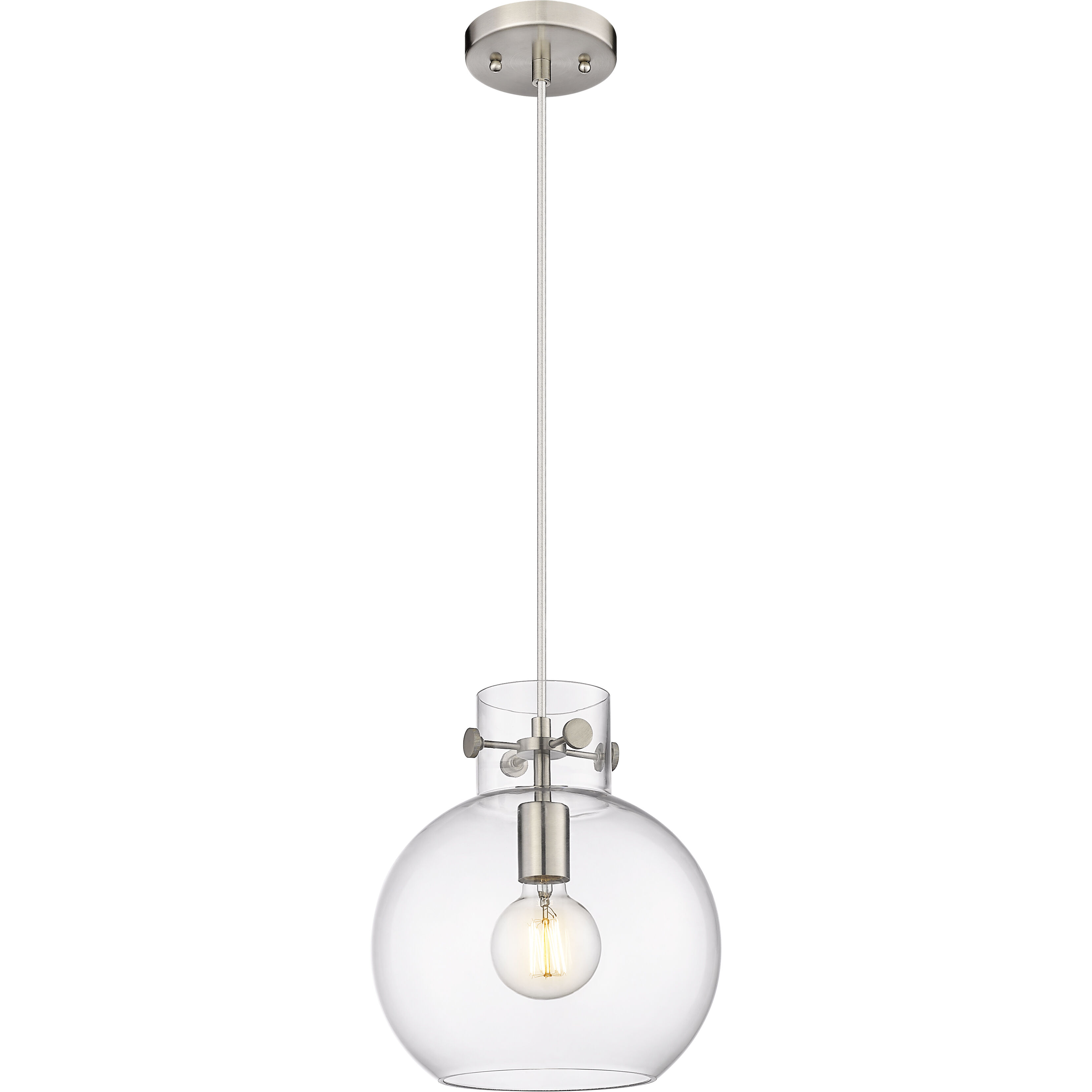 Downtown Urban Newton Sphere 1 Light 10 inch Satin Nickel Mini Pendant Ceiling Light in Clear