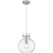 Downtown Urban Newton Sphere 1 Light 10 inch Satin Nickel Mini Pendant Ceiling Light in Clear