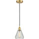 Edison Conesus LED 6 inch Satin Gold Mini Pendant Ceiling Light