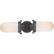 Austere Centri 2 Light 22 inch Matte Black Bath Vanity Light Wall Light in Incandescent, Matte White Glass, Austere
