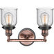 Franklin Restoration Small Bell 2 Light 16 inch Antique Copper Bath Vanity Light Wall Light in Seedy Glass
