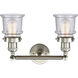 Franklin Restoration Small Canton 2 Light 17 inch Brushed Satin Nickel Bath Vanity Light Wall Light in Seedy Glass, Franklin Restoration