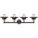 Railroad 4 Light 35 inch Black Antique Brass Bath Vanity Light Wall Light in Matte Black