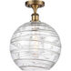 Ballston X-Large Deco Swirl LED 12 inch Brushed Brass Semi-Flush Mount Ceiling Light, Ballston