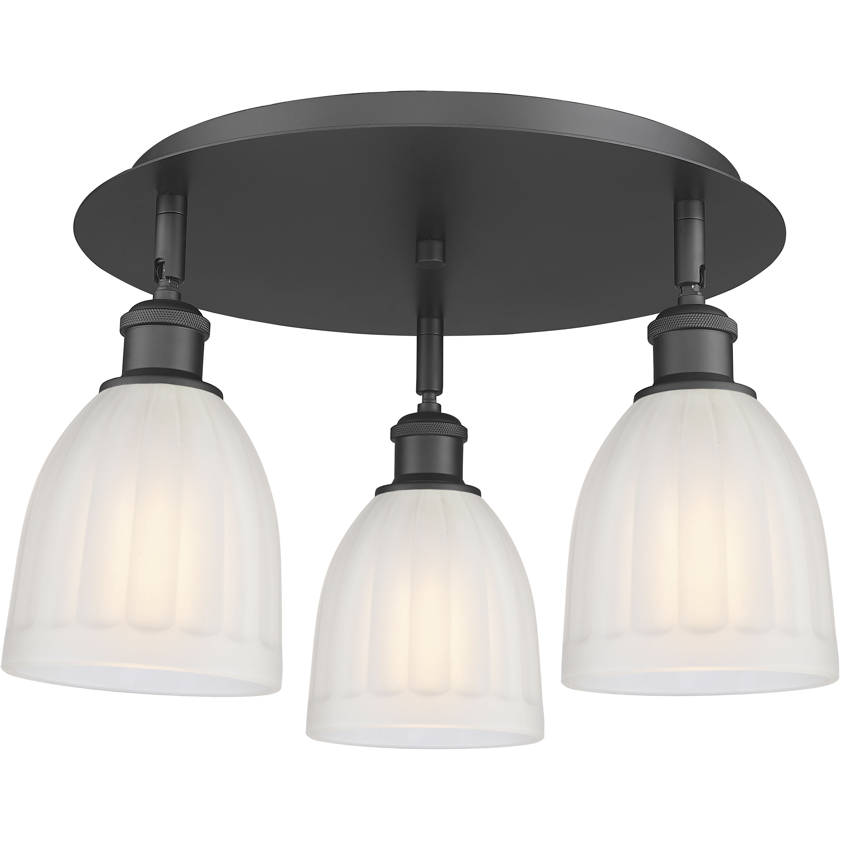 Brookfield 3 Light 17.5 inch Matte Black Flush Mount Ceiling Light in White