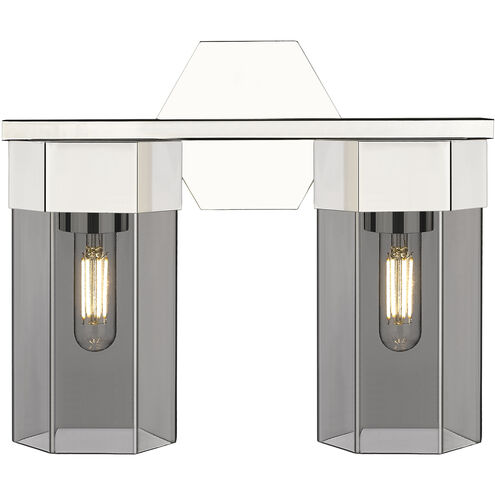 Claverack 2 Light 13.63 inch Polished Nickel Bath Vanity Light Wall Light in Plated Smoke Glass