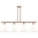 Ballston Ballston Cone 4 Light 50 inch Antique Copper Island Light Ceiling Light in Matte White Glass
