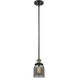 Franklin Restoration Bell 1 Light 5 inch Black Antique Brass Mini Pendant Ceiling Light in Bulb Not Included, Light Smoke Glass, Franklin Restoration