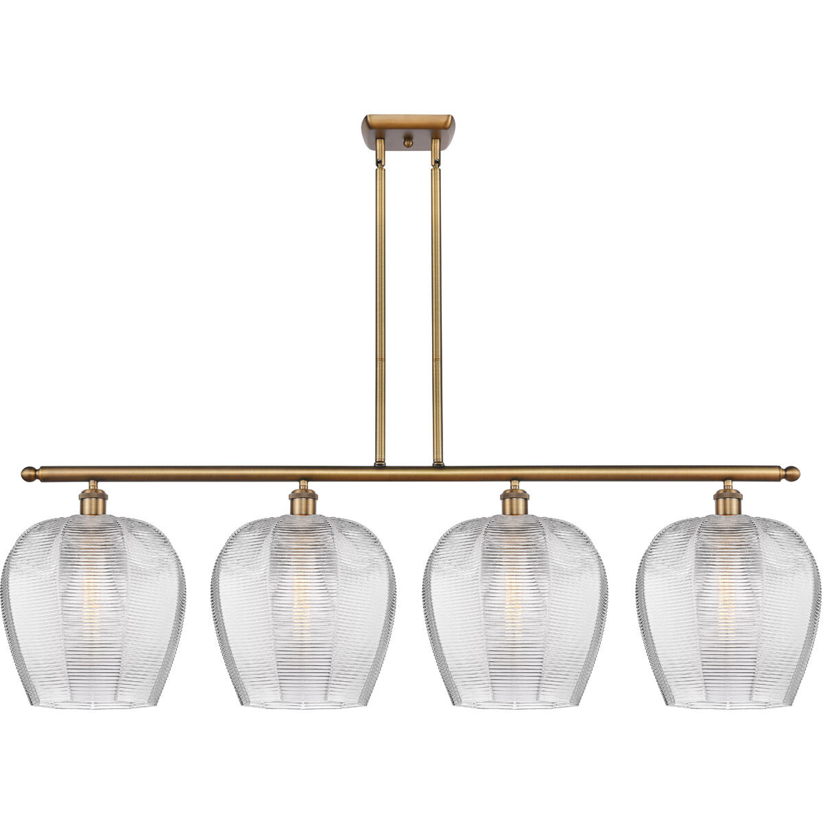 Ballston Norfolk 4 Light 50 inch Brushed Brass Island Light Ceiling Light in Clear Glass