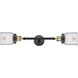 Franklin Restoration Small Bell 2 Light 16 inch Black Antique Brass Bath Vanity Light Wall Light in Clear Glass, Franklin Restoration