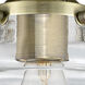 Nouveau Canton LED 6 inch Black Antique Brass Semi-Flush Mount Ceiling Light in Clear Glass, Nouveau