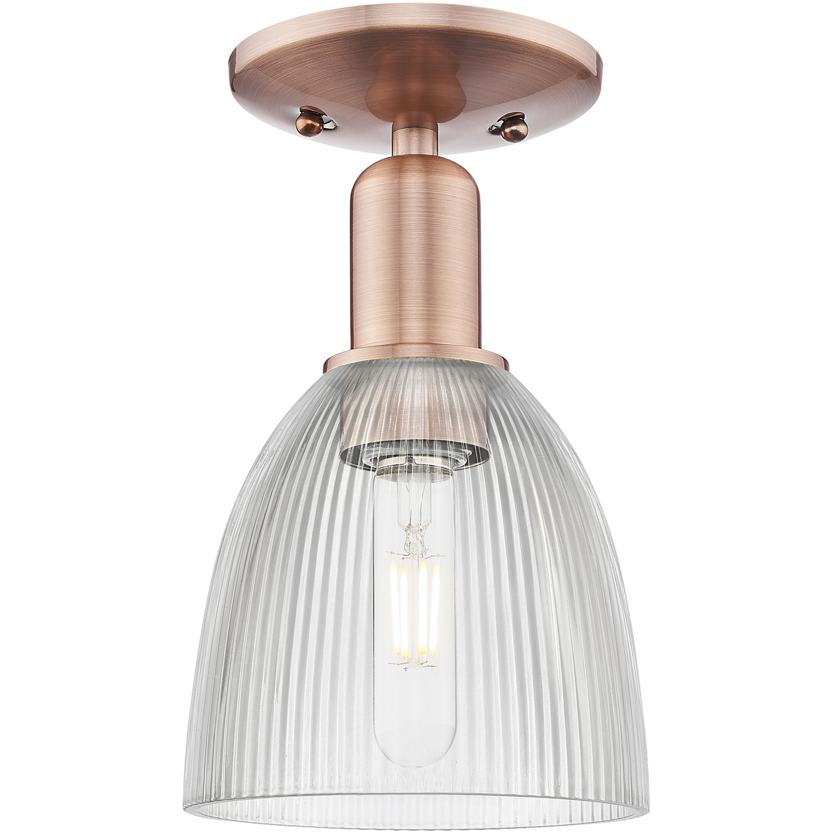 Arcadia Castile 1 Light 6 inch Antique Copper Semi-Flush Mount Ceiling Light in Clear