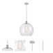 Ballston Athens LED 13.75 inch White and Polished Chrome Pendant Ceiling Light in Clear Glass, Silver
