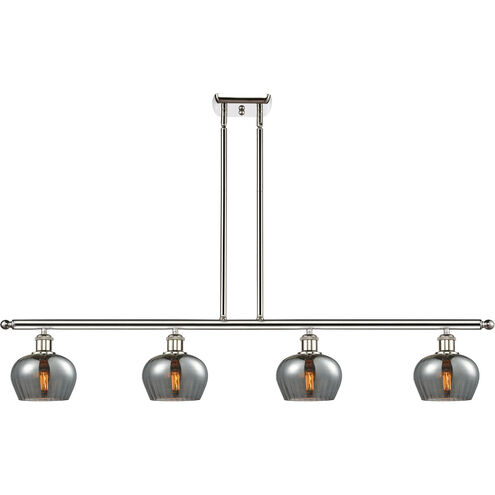Ballston Fenton 4 Light 48 inch Polished Nickel Island Light Ceiling Light in Plated Smoke Glass, Ballston