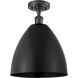 Edison Metal Bristol 1 Light 12 inch Matte Black Semi-Flush Mount Ceiling Light