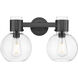 Downtown Urban Lawton Sphere 2 Light 15.5 inch Matte Black Bath Vanity Light Wall Light in Clear