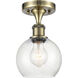 Athens 1 Light 6 inch Antique Brass Semi-Flush Mount Ceiling Light in Seedy Glass