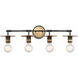 Restoration Aurora LED 30 inch Black Brushed Brass Bath Vanity Light Wall Light, Restoration