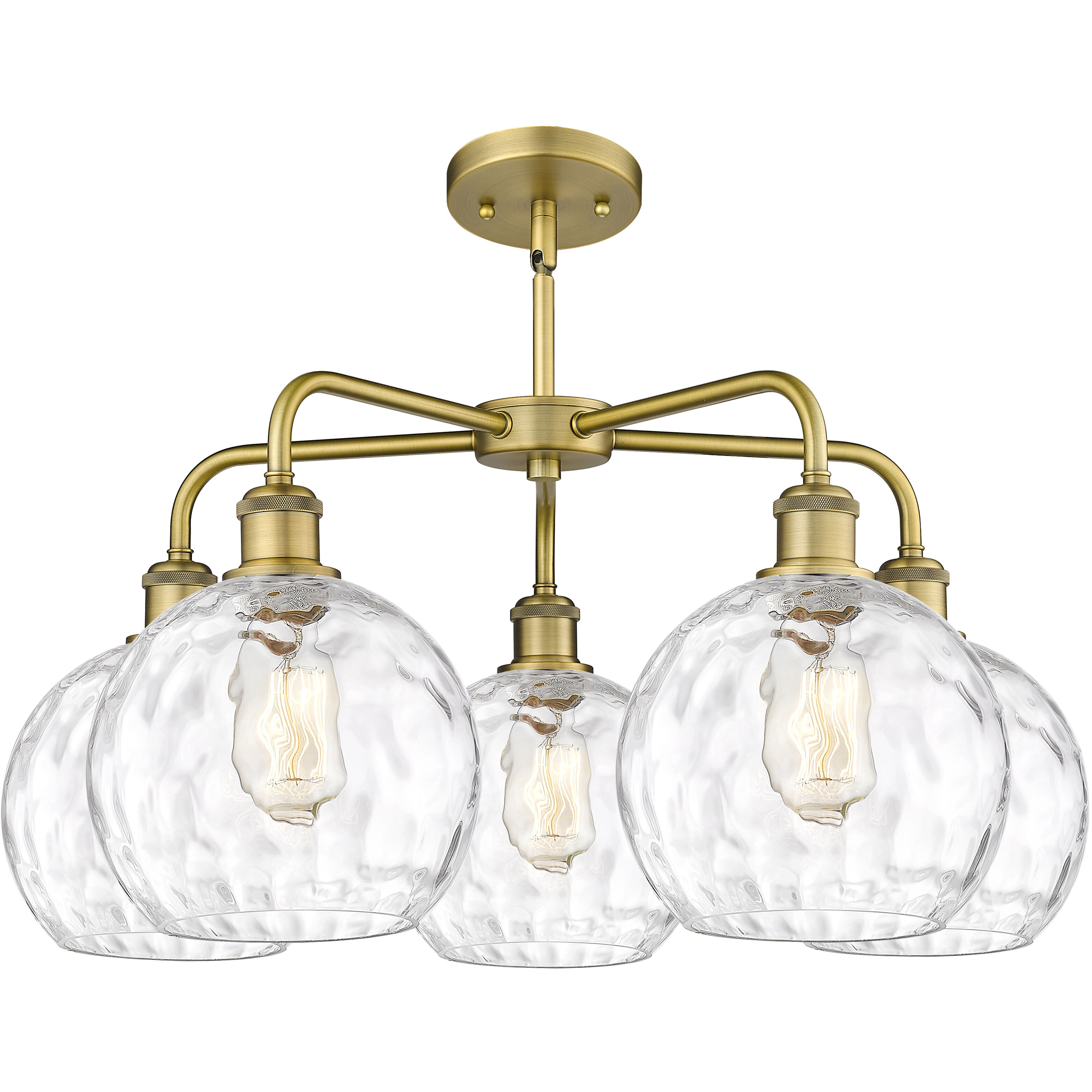 Athens Water Glass 5 Light 26 inch Brushed Brass Chandelier Ceiling Light