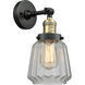 Franklin Restoration Chatham LED 6 inch Black Antique Brass Semi-Flush Mount Ceiling Light in Clear Glass, Franklin Restoration