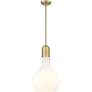Amherst 1 Light 12 inch Brushed Brass Mini Pendant Ceiling Light in Matte White Glass