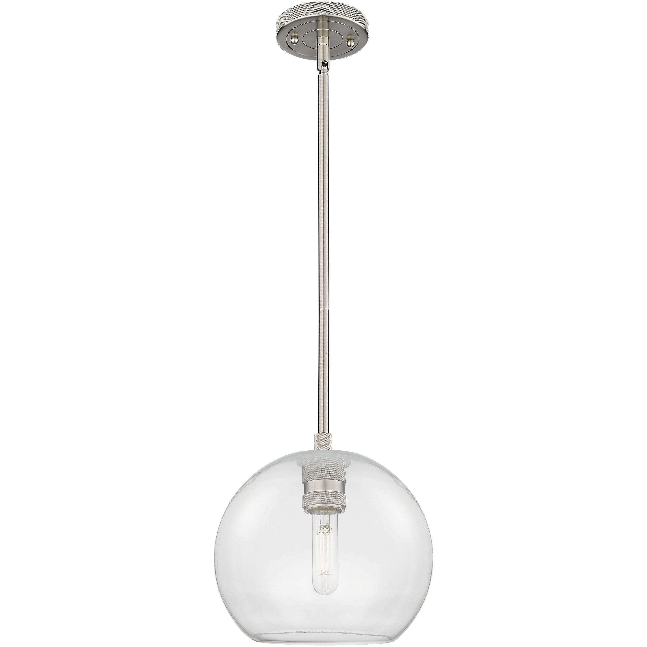 Crown Point 1 Light 8 inch Satin Nickel Pendant Ceiling Light in Clear Glass