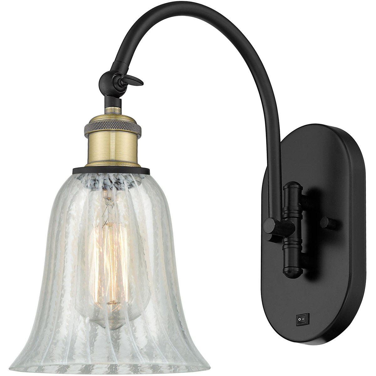 Ballston Hanover 1 Light 6.25 inch Black Antique Brass Sconce Wall Light in Mouchette Glass