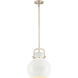 Newton Sphere 1 Light 10 inch Satin Nickel Stem Hung Pendant Ceiling Light