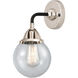 Nouveau 2 Beacon LED 6 inch Black Polished Nickel Sconce Wall Light in Seedy Glass