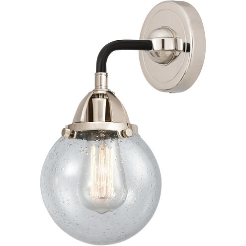 Nouveau 2 Beacon LED 6 inch Black Polished Nickel Sconce Wall Light in Seedy Glass