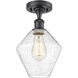 Edison Cindyrella 1 Light 8 inch Matte Black Semi-Flush Mount Ceiling Light in Seedy Glass