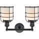 Franklin Restoration Small Bell Cage LED 16 inch Matte Black Bath Vanity Light Wall Light in Matte White Glass, Franklin Restoration
