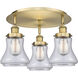 Bellmont 3 Light 17.75 inch Brushed Brass Flush Mount Ceiling Light in Clear