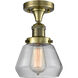 Franklin Restoration Fulton 1 Light 7 inch Antique Brass Semi-Flush Mount Ceiling Light in Incandescent, Clear Glass, Franklin Restoration