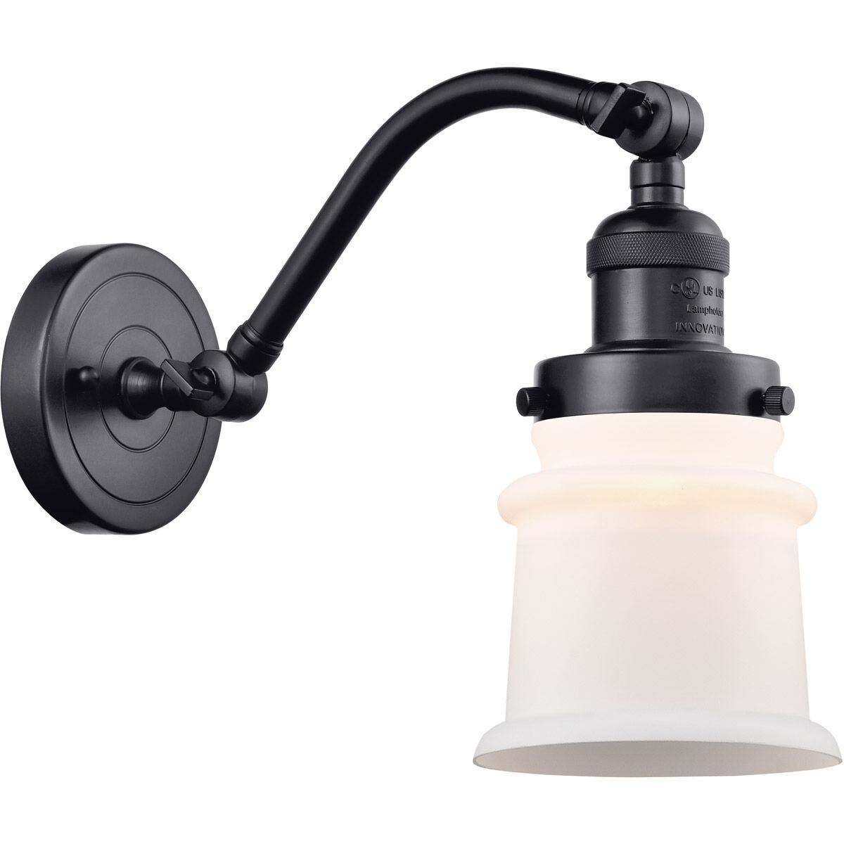 Franklin Restoration Small Canton 1 Light 7 inch Matte Black Sconce Wall Light in Matte White Glass, Franklin Restoration