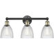 Castile 3 Light 24 inch Black Antique Brass Bath Vanity Light Wall Light in Clear
