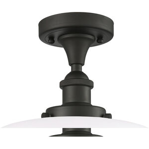 Ballston X-Large Bell 1 Light 8 inch Oil Rubbed Bronze Semi-Flush Mount Ceiling Light in Matte White Glass, Ballston