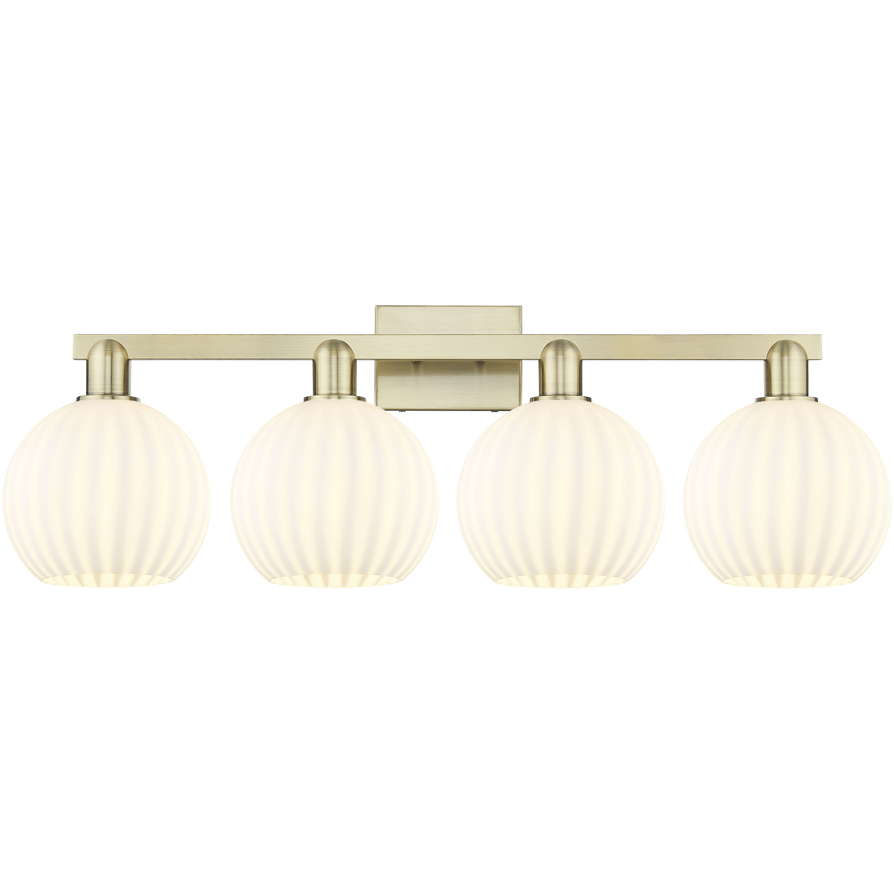 Arcadia White Venetian 4 Light 35 inch Antique Brass Bath Vanity Light Wall Light