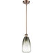 Ballston Brookhaven Almond 1 Light 6 inch Antique Copper Mini Pendant Ceiling Light in Slate Glass